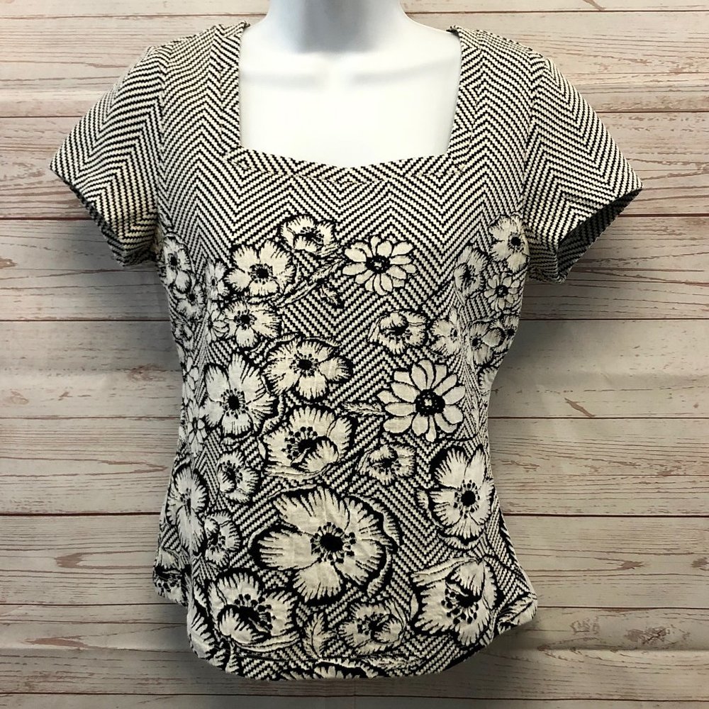 Maeve by Anthro Floral Chevron Stripes Top